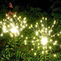 太阳能地插灯烟花蒲公英灯户外景观庭院草坪花园装饰灯节日彩灯 白光 太阳能地插灯 90灯[初级款]