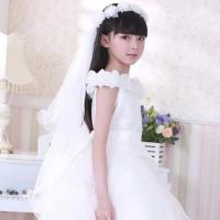 远方情公主花环头纱韩版新娘头饰花童舞蹈发箍头花儿童发饰品T290 花环头纱 白色