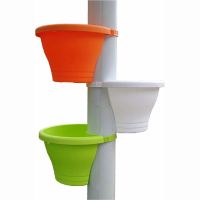 管道壁挂花盆捆绑式管道花盆可绑柱子吊兰盆圆柱悬挂式壁挂盆 2个装(随机色) 小(无隔板)