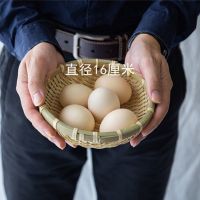 竹编簸箕圆形筲箕竹筛子农家竹制品收纳筐家用有孔水果篮洗菜沥米 16cm圆形