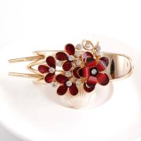 发夹三齿夹韩式盘发后脑勺发卡大号抓夹向日葵水钻鸭嘴夹妈妈发饰 石榴红玫瑰