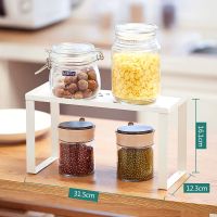 厨房置物架多功能调料收纳架办公桌面整理架窄铁艺金属台面小架子 单层[白色]