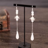 古风耳环复古耳坠耳夹无耳洞女超仙耳坠女气质汉服耳饰流苏长耳链 浮光掠影 银色耳夹