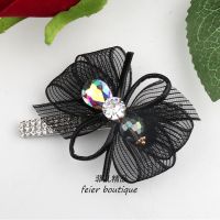 韩国发饰品水晶发夹小号边夹刘海夹女士优雅镶钻鸭嘴夹碎发小夹子 黑色