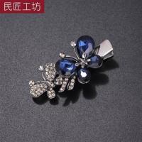 夹子头饰森系小发夹日系甜美边夹女韩国ins夏 少女侧边鸭嘴夹仙美 蓝色蝴蝶鸭嘴夹