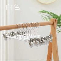 裤架家用裤夹无痕多功能防滑裤夹子裙夹挂裤子内衣夹子衣架不锈钢 白色 5支