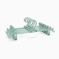 可伸缩塑料裤架家用多层多功能衣柜收纳裤夹子裙夹裤子衣架子批发 绿色 10只装