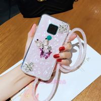 华为nova5z手机壳女硅胶透明全包边nova5i pro手机套新款个性防摔 粉色贝壳+紫蝴蝶+挂绳 华为nova5z