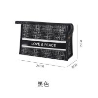 新款小香风系列化妆包手拿化妆包女士便携化妆品收纳包旅行化妆袋 深黑色#公文包