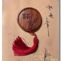 小镜子迷你古风瑕疵清仓随身化妆镜便携梳妆镜镜子小圆镜 非洲黑黄檀《喜》镜