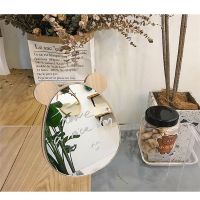 镜子化妆镜高清女学生宿舍木质镜台式少女心美妆镜卡通简约单面镜 小熊镜子