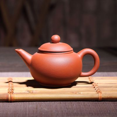 宜兴紫砂茶壶泡茶器朱泥壶长嘴壶神灯壶功夫茶具西施小茶壶手抓壶 小水平壶(130ml)-红色