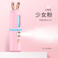 馨霖补水仪纳米保湿美容仪女学生可充电可爱迷你冷喷雾器补水 萌趣款-粉色小兔(七彩灯光)