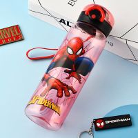 迪士尼儿童水杯小学生夏天用大容量杯子男女直饮塑料便携防摔水壶 红蜘蛛600ml-手提直饮