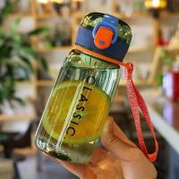 夏季新款卡通水杯子儿童吸管杯小巧防摔玻璃杯男女学生弹跳鸭嘴杯 塑料杯400ml(随机颜色） 无杯套