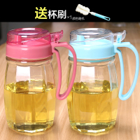 倒油瓶厨房用装豆油香油油的壶罐子酱油胡醋壶容器玻璃放油瓶 2个油壶(红+兰)