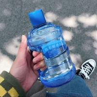 翟潇闻同款可爱小熊水桶杯简约塑料杯男学生少女大容量随手水杯子 宝石蓝630ml(不带吸管) 高颜值水桶杯