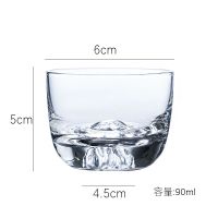 日式高档金箔富士山杯金边耐热功夫茶杯藏金杯品茗杯水晶玻璃茶杯 藏金杯透明款单只装