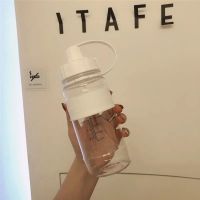 带吸管大容量喝水杯男女学生夏天用潮流塑料杯子户外便携式水瓶壶 纯净版带刻度白色旋盖600毫升 杯子