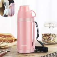 保温瓶宝宝婴儿外出冲奶粉便携保温杯家用大容量1000ml户外暖水壶 粉色1000ml+杯刷