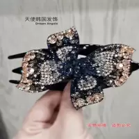 新品水钻特大号鸭嘴夹韩版流行盘发卡子送妈妈夹子宴会发饰发卡 香槟灰