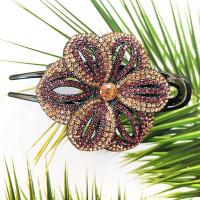 发夹水钻后脑勺抓夹发卡盘发鸭嘴夹三齿夹头饰韩式少女马尾顶夹子 星空紫槟色