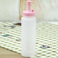 番茄酱挤压瓶厨房尖嘴沙拉酱蜂蜜挤酱瓶透明塑料家用果酱调味酱瓶 直立款粉色（230毫升）