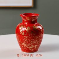 小清新水培插花花瓶北欧ins创意干花陶瓷花瓶客厅桌面房间装饰品 中国红 单个装 君子款