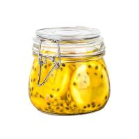 玻璃密封罐蜂蜜柠檬五谷杂粮泡菜坛子茶叶咸菜罐带盖卡扣储物罐 圆500ml(不锈钢卡扣...)