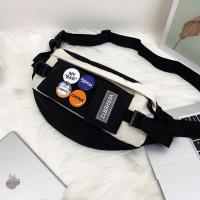 CAPERKUU潮牌胸包男士休闲单肩小背包潮流ins风斜挎包女学生腰包 黑白拼色[单包无配饰]