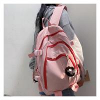 森系撞色新款大容量书包女大学生日韩高中双肩包初中生背包女双肩 粉色（优质防水+防盗） 单包（无挂件）