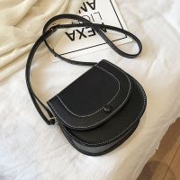 质感包包女包2020新款潮高级感复古百搭斜挎包简约时尚单肩马鞍包 黑色