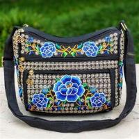 云南民族风包包绣花女士单肩包全面刺绣斜挎包帆布包 蓝色杨梅花