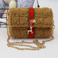 珊瑚绒小鹿编织包包材料包 手工斜挎 十字绣手工小香风diy毛线 卡其条纹材料包