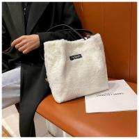 毛绒绒包包女2020新款单肩包斜挎豹纹包秋冬毛毛包学生毛绒挎包 白色