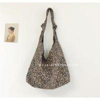 韩国ins复古百搭休闲帆布包大容量慵懒风豹纹斜挎单肩包包女潮 豹纹棕色