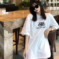 Balenciaga巴黎世家 20SS经典锁扣印花宽松 短袖男 T恤女Tee 白色 黑字母 S