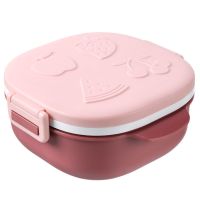 儿童304不锈钢分格餐具餐盘宝宝带盖便当盒可注水保温碗隔热饭盒 分格餐盘粉色 47一体式吸盘分格带注水