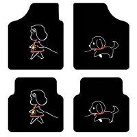 汽车脚垫潮牌时尚通用防滑易清洗车标脚踏垫子车用小脚垫千款车型 女孩和狗 主驾驶单片