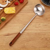 304不锈钢锅铲厨师专用炒菜铲子锅铲子炒勺不锈钢锅铲套装厨具 木柄加长炒勺