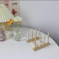 实木简易杯架餐盘茶碗碟沥水架子置物架盘子支架放碟子厨房收纳架 小号沥水架[碟杯通用]3格