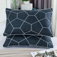 枕头单人一只学生成人可爱卡通护颈椎中枕芯枕头套装可拆洗一对装 黑色方块(拉链款) 亲肤枕套二个40*60(没有枕芯)