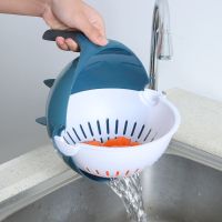 家用多功能切菜器护手削土豆切丝切片胡萝卜刨丝厨房擦丝蒜泥神器 升级款[沥水蓝]