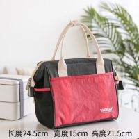 新款保温袋铝箔加厚便当包圆形大号手提袋防水饭盒袋女上班带饭包 红色经典款(收藏加关注优先发货)