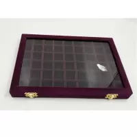 绒布大号珠宝箱 美甲饰品展示盒带玻璃盖 珠宝小饰品收纳盒钻盒 紫色 长毛绒