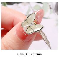 新款美甲星月饰品混合套装日系流行镂空星星月亮柳钉指甲钻装饰品 01号猫眼石蝴蝶饰品金色