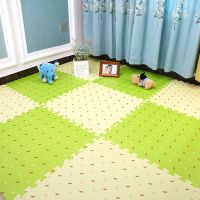 泡沫拼图地垫儿童卧室寝室大号榻榻米海绵地板垫子家用拼接爬行垫 绿兔+米兔 30X30X1cm[12片]