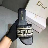 高2021版本夏新款DO家字母刺绣拖鞋女一字带百搭休闲凉拖鞋 黑色 35