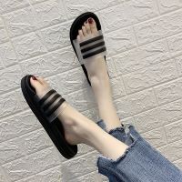 拖鞋女夏外穿时尚学生韩版家用ins凉鞋平底百搭仙女鞋防滑凉拖鞋 5665透明黑 36-37