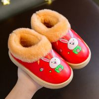 2021儿童棉鞋防水PU皮儿童冬季大中小宝宝棉靴雪地靴防滑可爱皮靴 大红 《萝卜兔》 19码内长12.5cm适合几个月穿